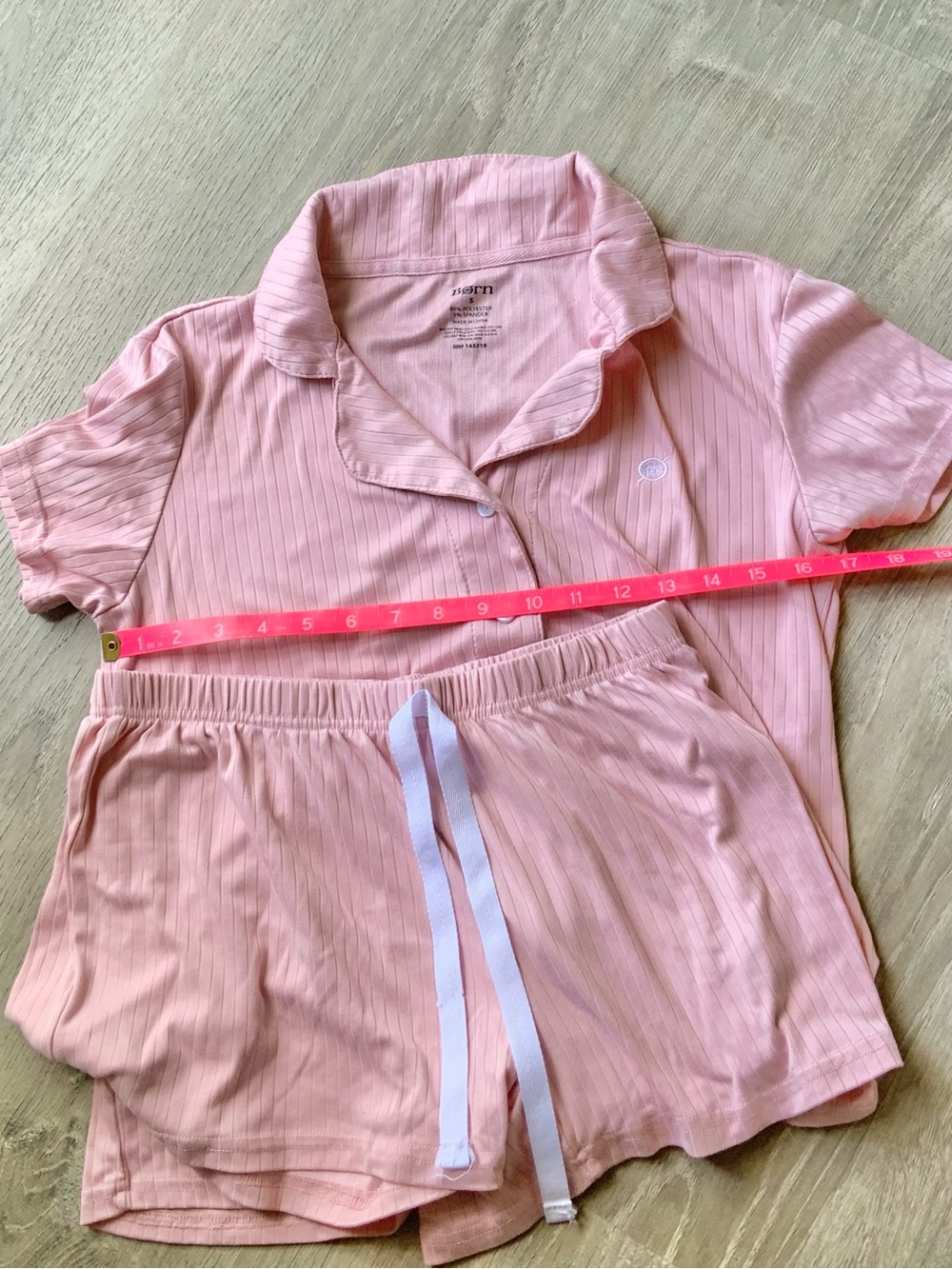 Born Ribbed Button Down Top & Shorts Pajama Set Small - Picture 12 of 14